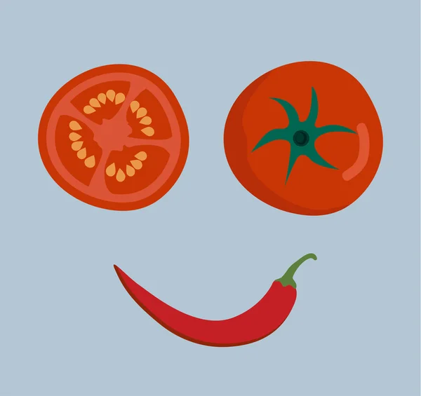 Fresh vegetables smile face on background — Stock vektor