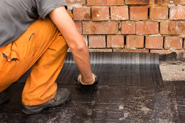 Installation of roll  waterproofing — Stock Photo, Image