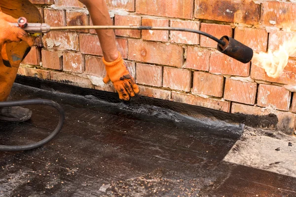 Installation of roll  waterproofing — Stock Photo, Image