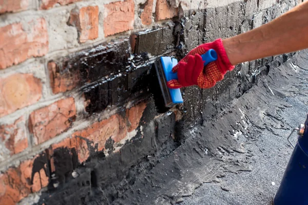 Imprimación pared ladrillo cubierto — Foto de Stock