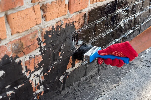 Imprimación pared ladrillo cubierto — Foto de Stock