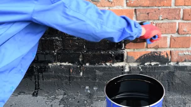 Priming brick wall — Stock Footage Priming brick wall Video Clip