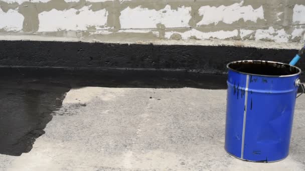 Priming concrete screed — Stock Footage Priming concrete screed Video Clip