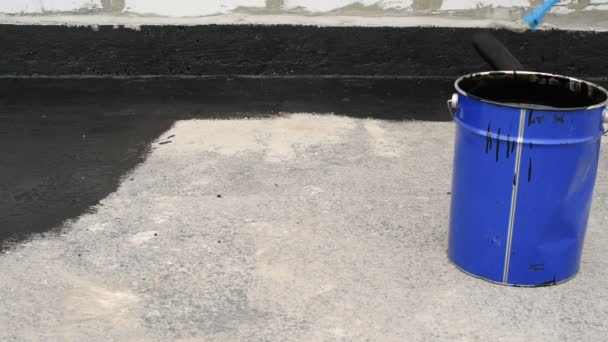 Priming concrete screed 4 — Stock Footage Priming concrete screed 4 Video Clip