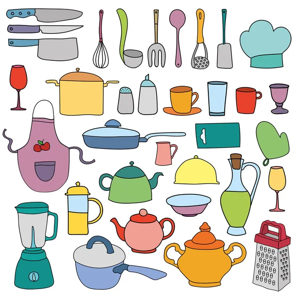 Векторна колекція ілюстрацій кухонного посуду — стоковий вектор