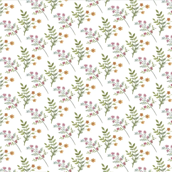 Vector watercolor flower pattern grass Provence