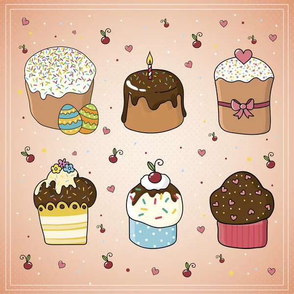 Sweet Cupcakes 'in vektör kümesi