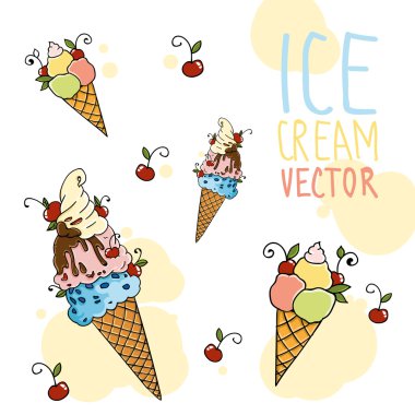 lezzetli dondurma vektör set