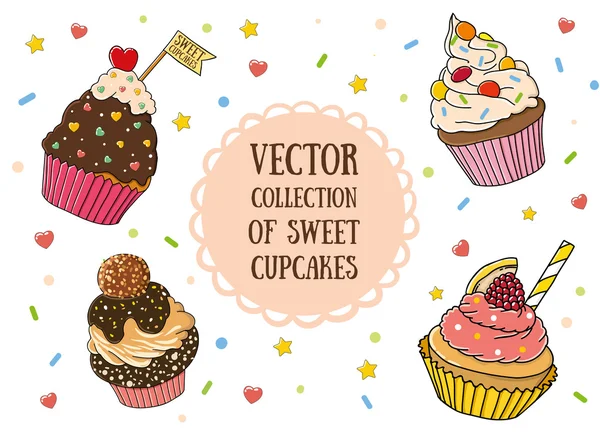 Vektorové kolekce sladké koláčky — Stockový vektor