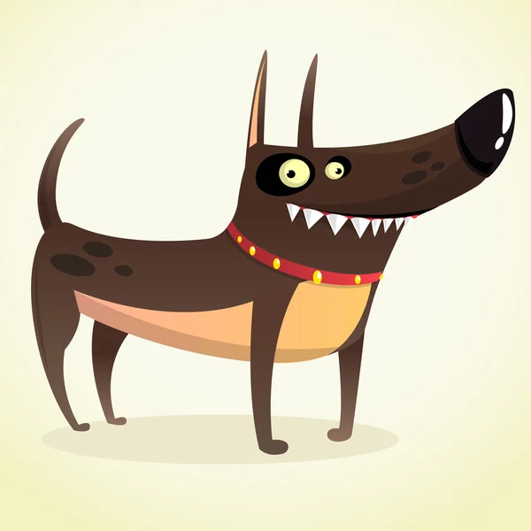 Tough Doberman Pinscher Cartoon Illustration. Aislado sobre fondo blanco — Archivo Imágenes Vectoriales