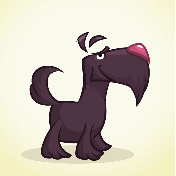 Lindo terrier escocés de dibujos animados. Vector negro Scottie perro — Archivo Imágenes Vectoriales
