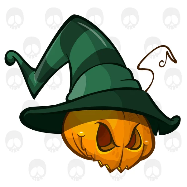 Jack-O-Lantern. Halloween pumpkin in witch hat. Vector illustration isolated — Stock Vector