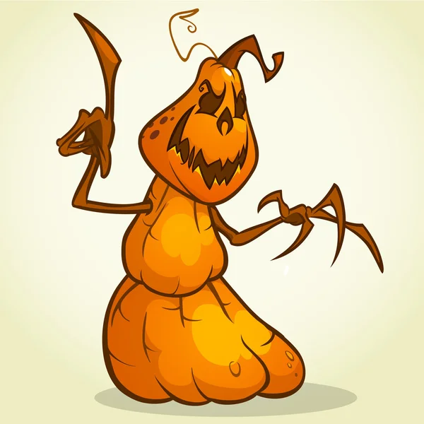 Scarecrow pumpkin head cartoon style isolated on white. Vector Halloween design — Stock Vector