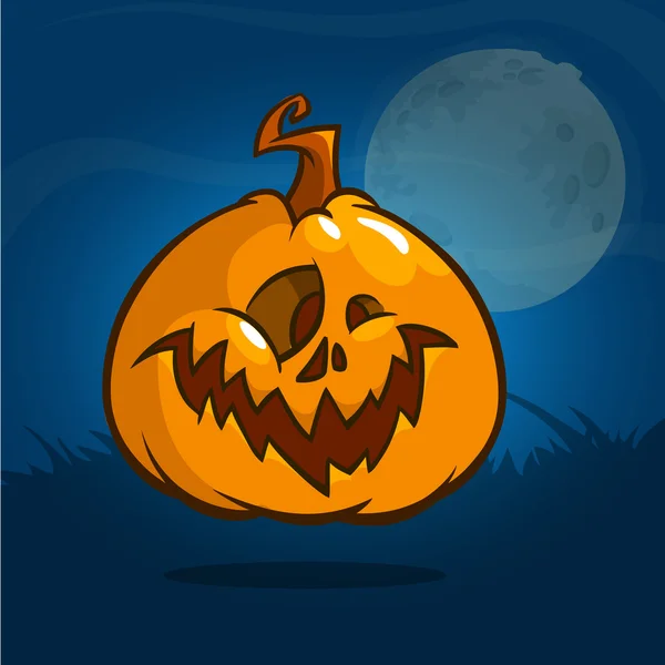 Dynia na Halloween na ciemnym tle. Ilustracja wektorowa na białym tle — Wektor stockowy