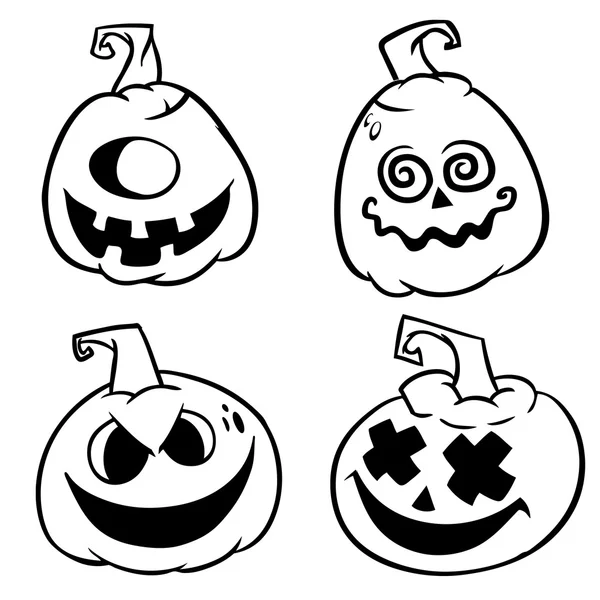 Vector collectie van Halloween elementen. Pompoen hoofd emotie set. Vector contouren — Stockvector