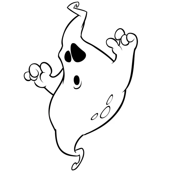 Tecknad spöke kontur. Halloween vektor illustration isolerad på en vit bakgrund — Stock vektor