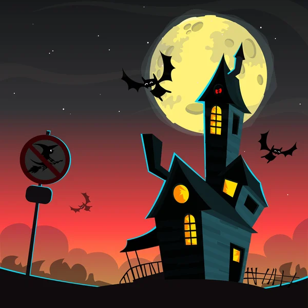 Eng huis-vector Halloween achtergrond — Stockvector