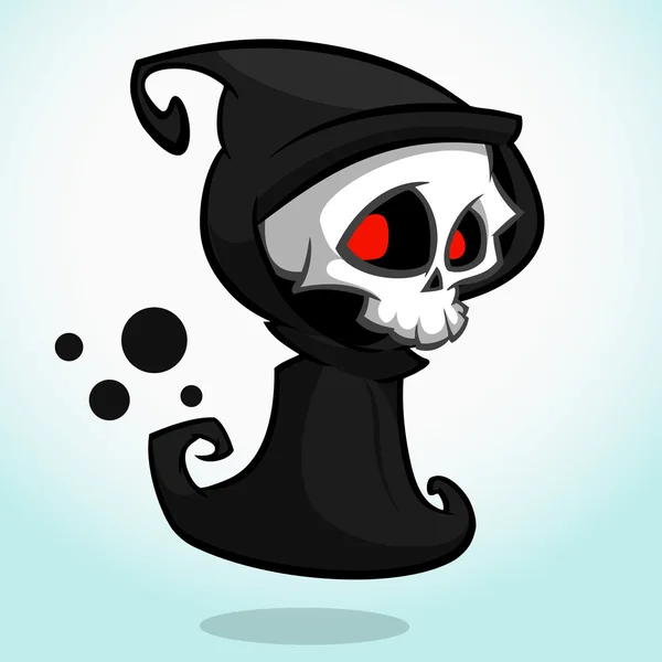 Personaje de dibujos animados Grim Reaper aislado sobre un fondo blanco. Halloween vector muerte carácter — Vector de stock