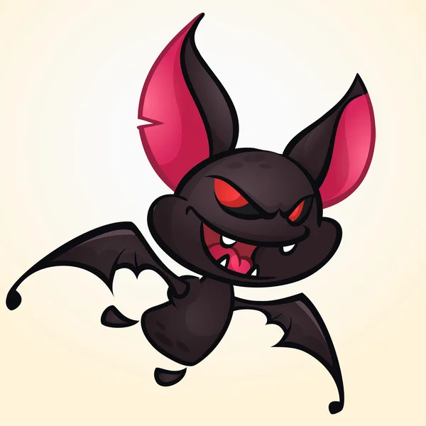 Ilustración de lindo murciélago de Halloween de dibujos animados volando. Vector aislado — Vector de stock