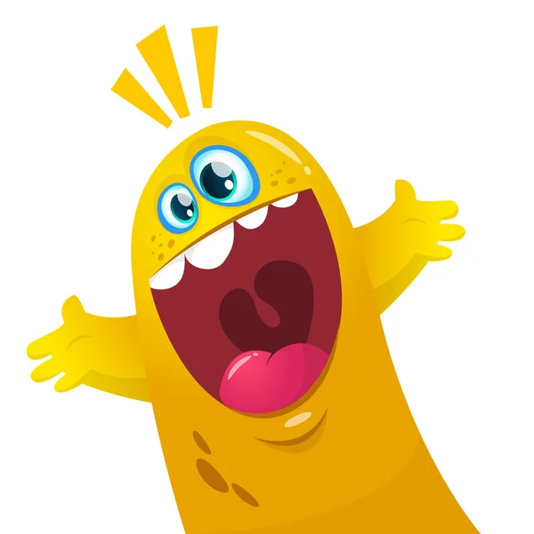 Cartoon-Monster mit gelben Klecksen. Halloween-Vektorillustration des aufgeregten Monsters — Stockvektor
