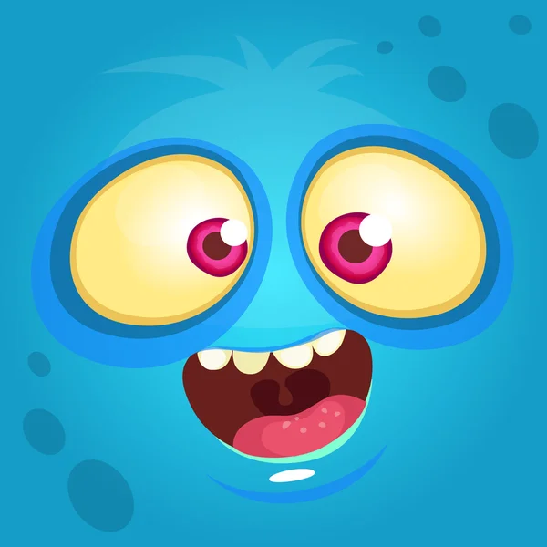 Tekenfilm monster gezicht. Vector Halloween blauw monster avatar — Stockvector