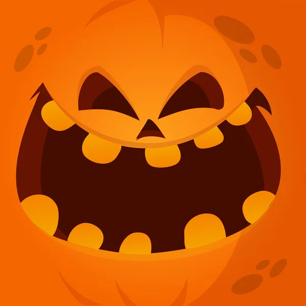 Cartoon vector monster pumpkin face. Cute square avatar and icon — Διανυσματικό Αρχείο