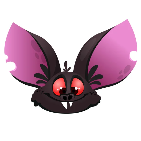 Icône tête de chauve-souris dessin animé. Halloween vecteur chauve-souris vampire icône ou avatar — Image vectorielle