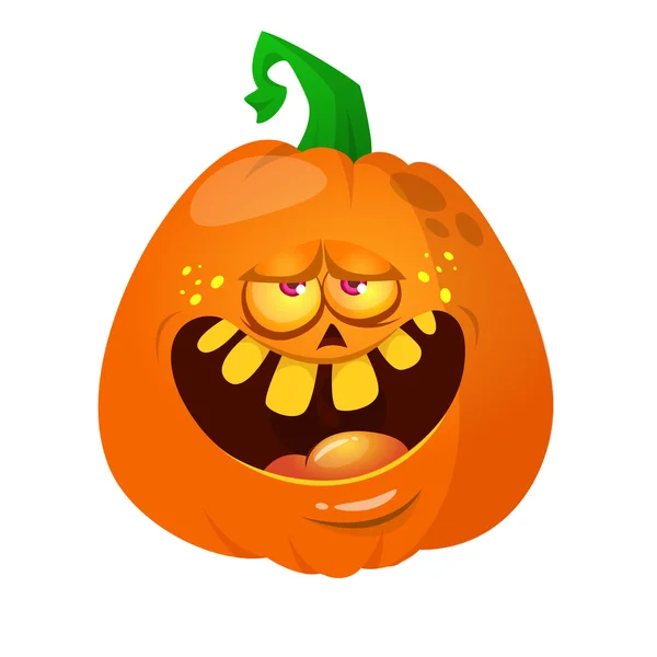 Na bílém pozadí kreslená šťastná Halloween vytesaná dýně. Vektorová ilustrace — Stockový vektor