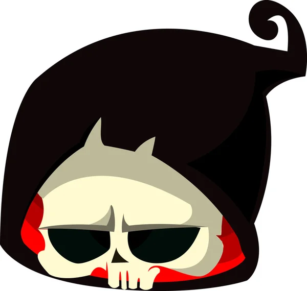 Ícone de cabeça de ceifeiro de desenhos animados. Halloween vetor ícone da morte mascote crânio isolado no fundo branco . —  Vetores de Stock