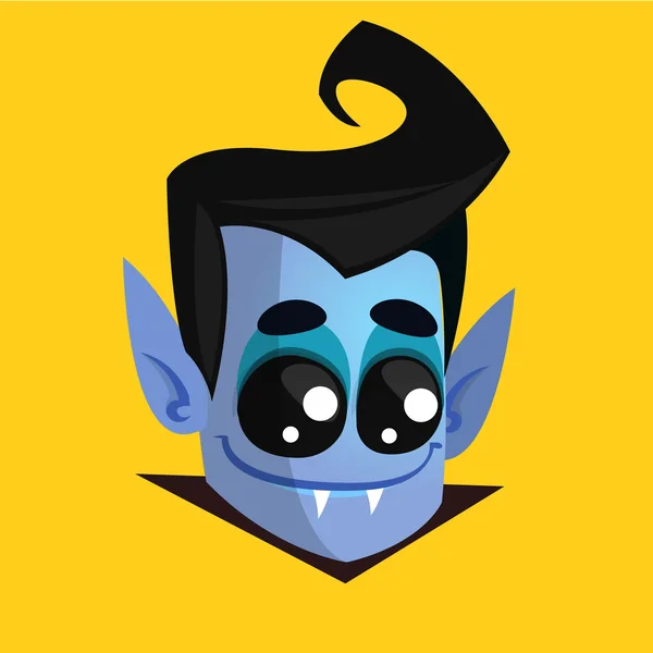 Vampire Face Color Vector Icon. Cabeza de Drácula de Halloween aislada en amarillo — Vector de stock