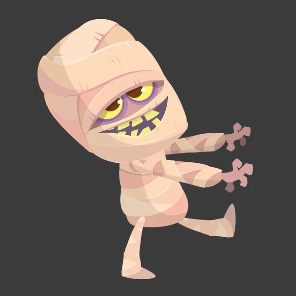 Caricatura caminando personaje momia. Vector clip arte ilustración de la momia monstruo para Halloween aislado — Archivo Imágenes Vectoriales