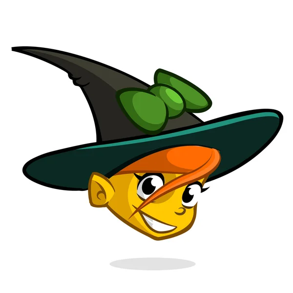 Cartoon witch face. Vector clip art illustration of Halloween witch head icon — Stock Vector