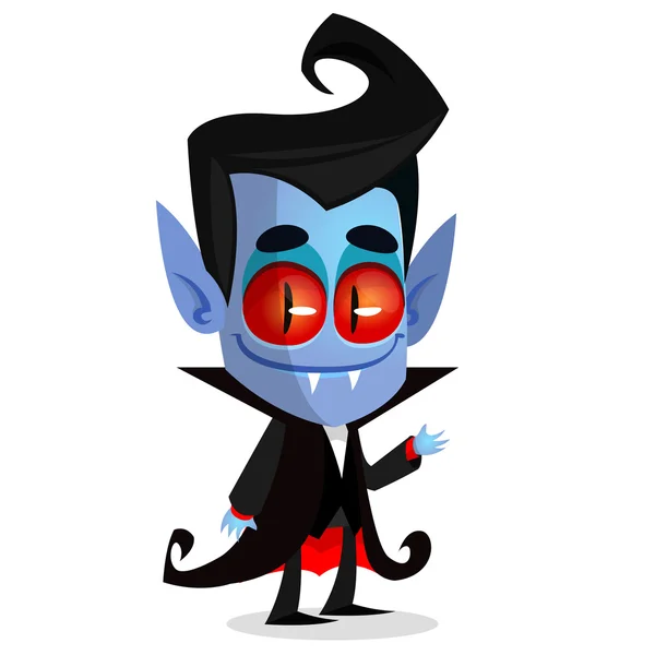 Leuke cartoon vampier met rode ogen. Vector illustratie van Dracula — Stockvector