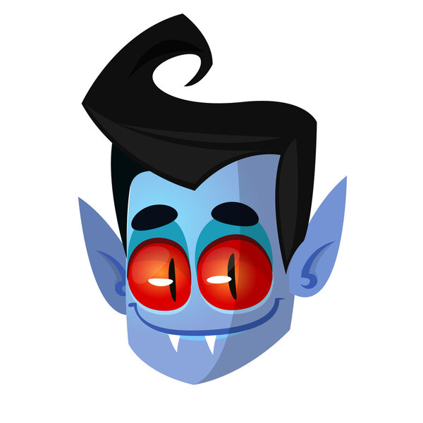 Dracula Face Colored Vector Icon. Halloween vampire head cartoon — Stock Vector