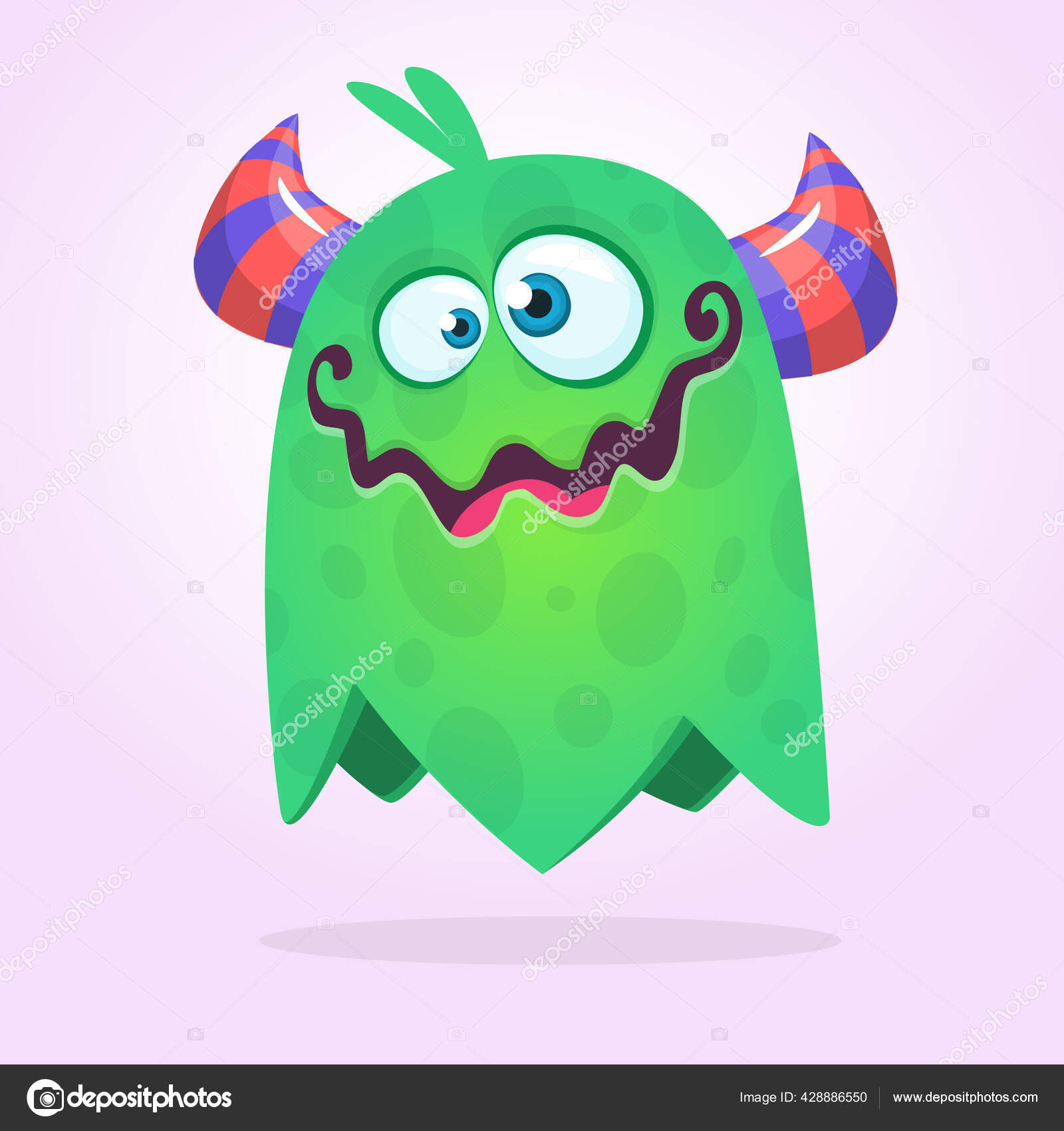 Personagem de desenho animado de monstro alienígena roxo com boca