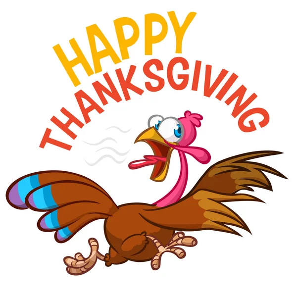 Cartoon Blij Leuke Thanksgiving Kalkoen Vogel Vector Illustratie Geïsoleerd Ontwerp — Stockvector