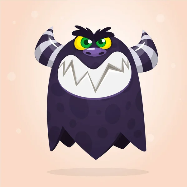 Wütendes Cartoon Monster Halloween Vektor Schwarz Und Gehörntes Monster — Stockvektor