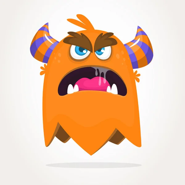 Boos Cartoon Oranje Monster Halloween Vector Illustratie Van Opgewonden Monster — Stockvector