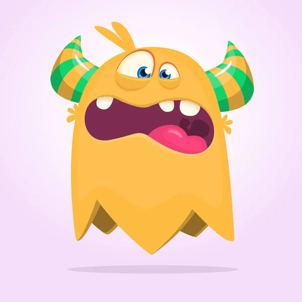 Boos Tekenfilmmonster Ontwerp Halloween Vector Illustratie Van Vliegende Monster Karakter — Stockvector