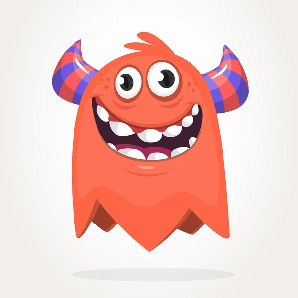 Glückliches Orangefarbenes Comic Monster Halloween Vektor Illustration Von Aufgeregten Monster — Stockvektor