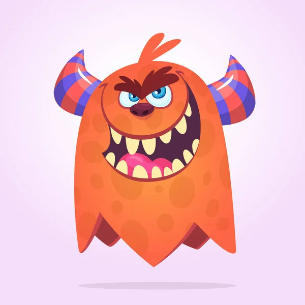 Gruseliges Cartoon Monster Mit Großem Maul Voller Zähne Halloween Vektor — Stockvektor