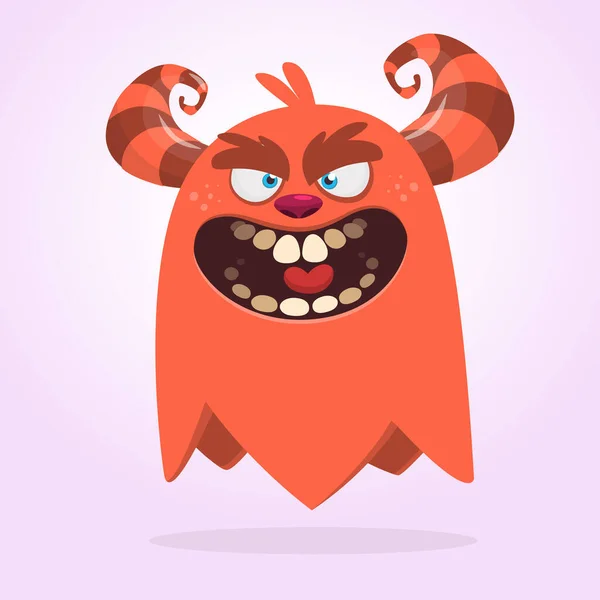 Asustado Monstruo Dibujos Animados Sorprendido Vector Halloween Monstruo Rojo Gran — Vector de stock