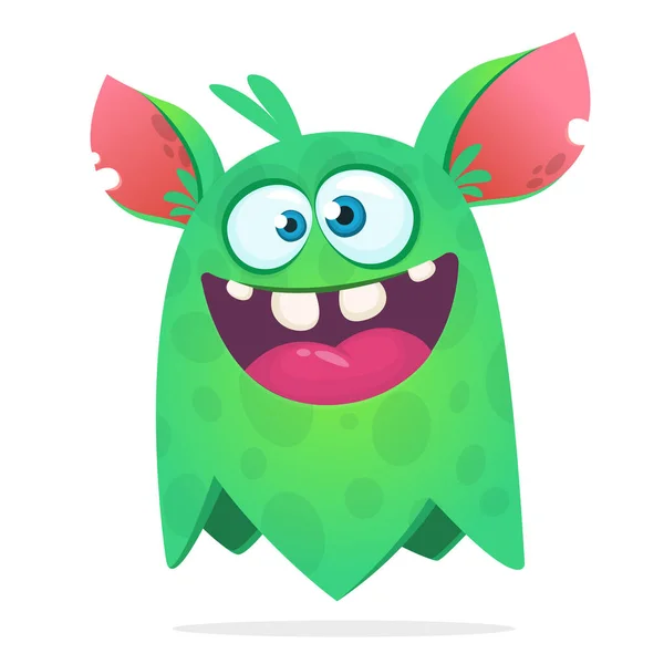 Grünes Niedliches Cartoon Monster Grüner Vektor Alien Charakter Halloween Design — Stockvektor