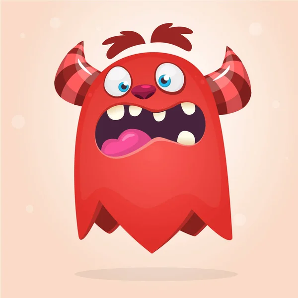 Eng Verrast Tekenfilmmonster Vector Halloween Rood Monster Grote Set Van — Stockvector