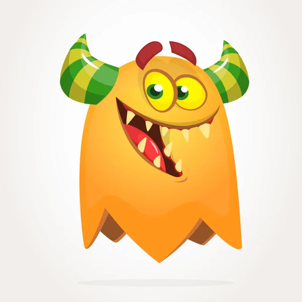 Grappig Tekenfilmmonster Vector Halloween Oranje Monster Grote Set Van Cartoon — Stockvector