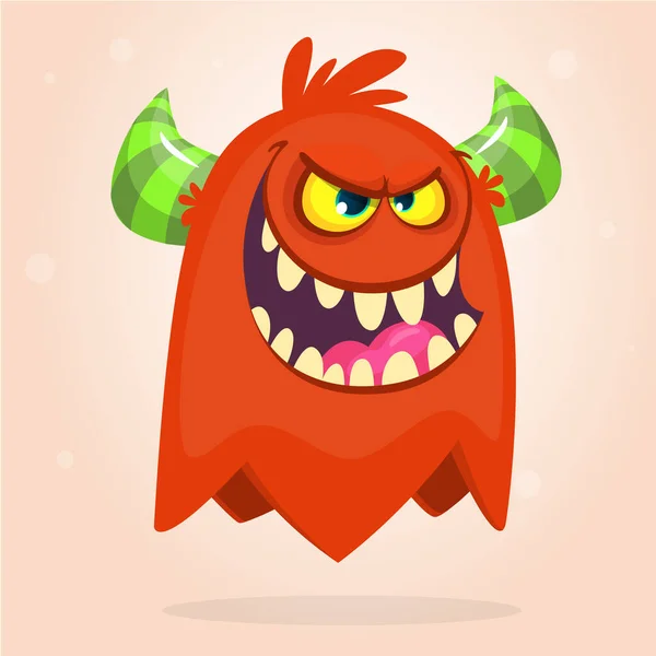 Vector Cartoon Van Een Oranje Vet Pluizig Halloween Monster Geïsoleerd — Stockvector