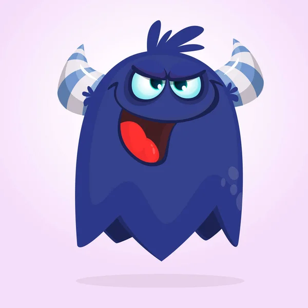 Boos Cartoon Blauw Monster Schreeuwen Schreeuwende Boze Monsteruitdrukking Halloween Vector — Stockvector