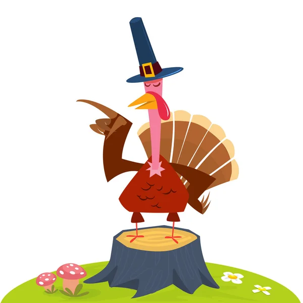 Cartoon Grappige Kalkoen Vogel Karakter Voor Thanksgiving Illustratie Vector — Stockvector