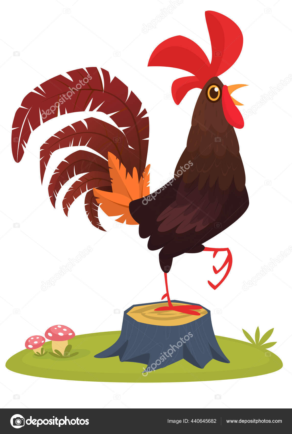 Ilustrasi Ayam Jago Vektor Lucu Diisolasi Pada Latar Belakang Padang Stok Vektor C Drawkman Gmail Com 440645682
