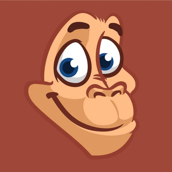 面白い漫画猿チンパンジーの顔のアバター 白い背景に隔離されている ベクターイラスト — ストックベクタ
